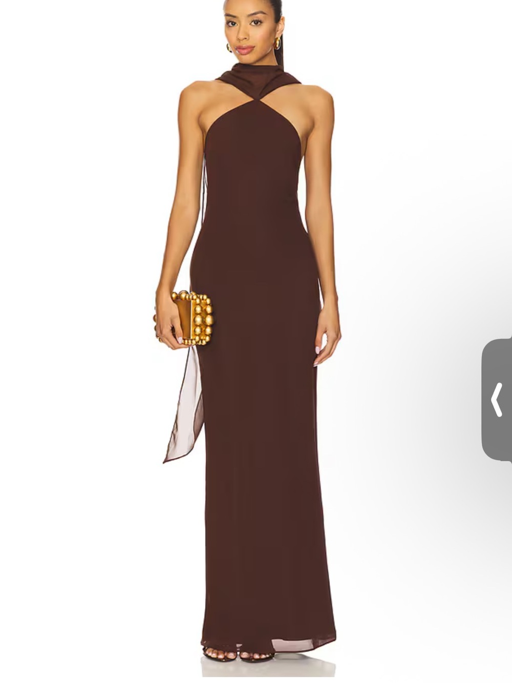 Amanda Uprichard Brown Halter Neck Maxi Dress